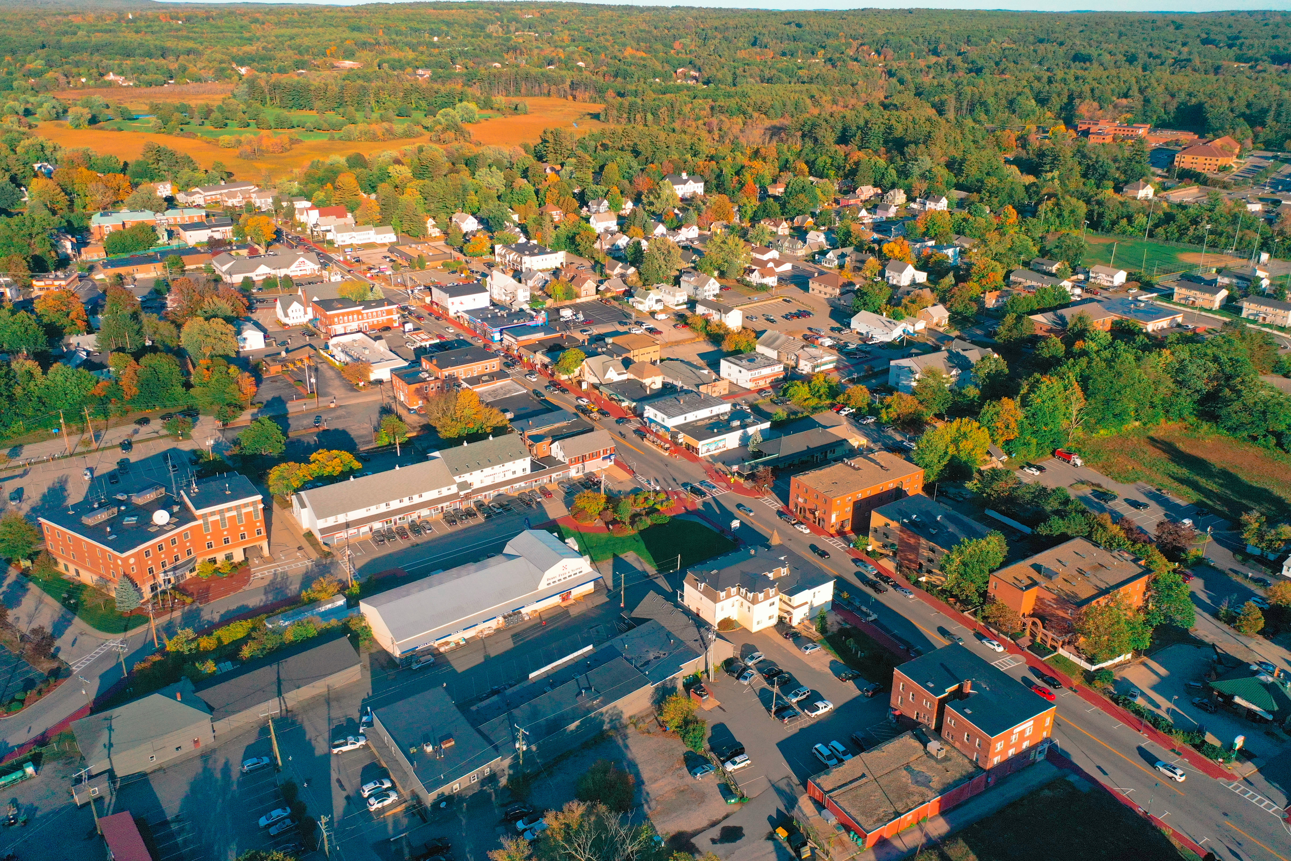 Aerial view of Derry New Hampshire town center