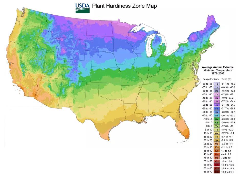 USDA Hardiness Zones map for Derry NH
