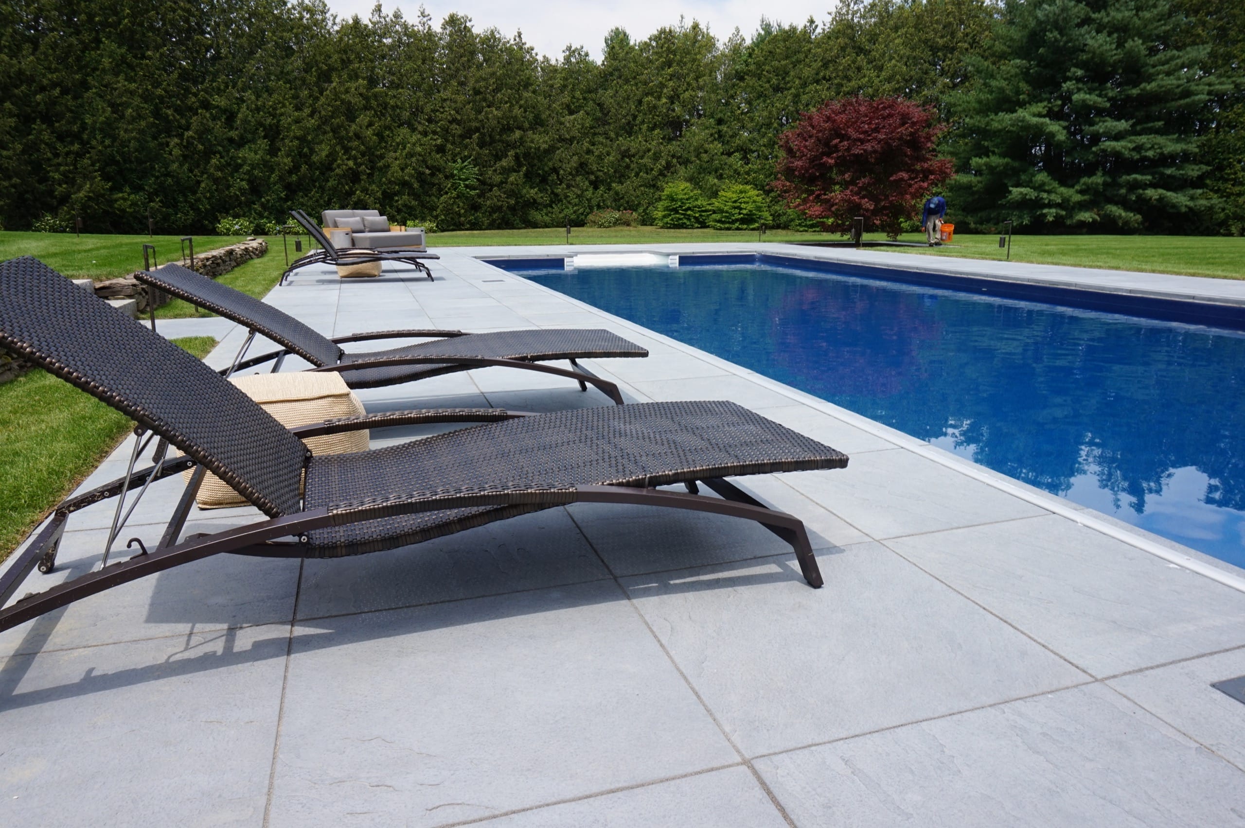 Pool and patio, backyard of New Hampshire home